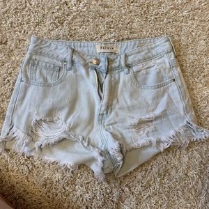 PacSun High Rise Light Wash Denim Shorts
